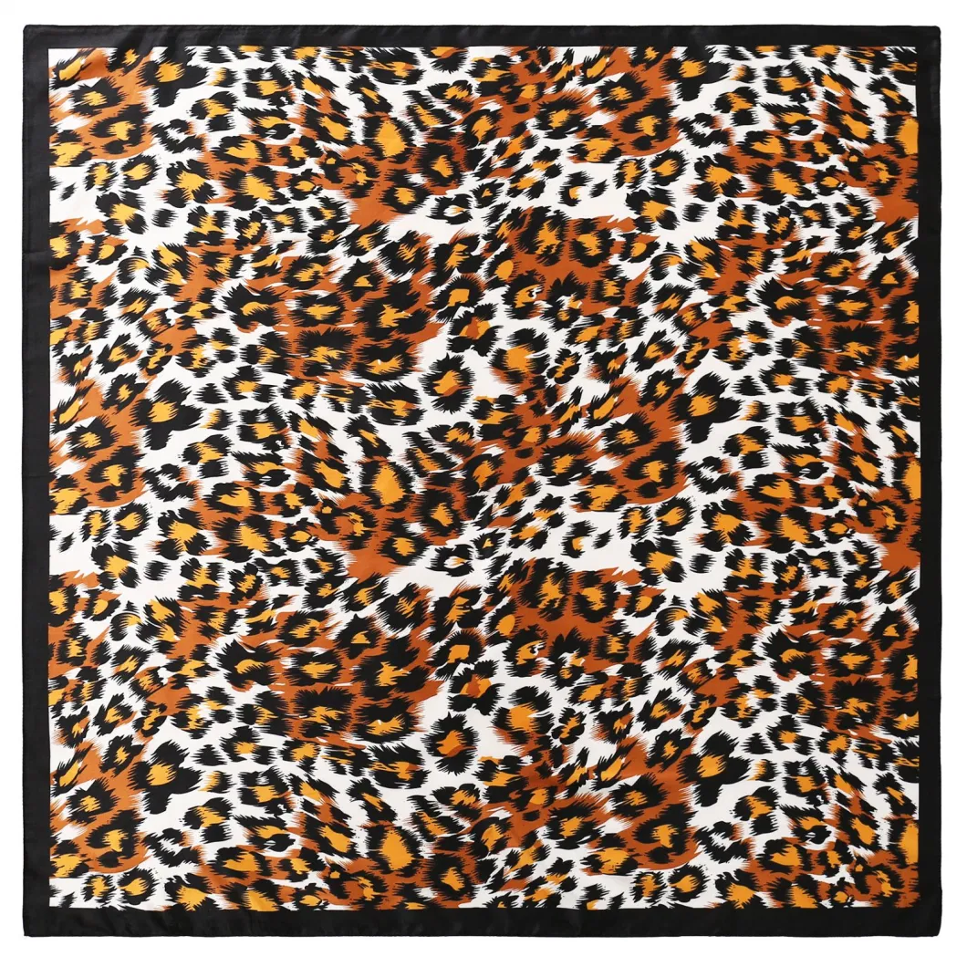 Fashion Wholesale Leopard Printed Square Silk Feeling Hair Scarves for Women