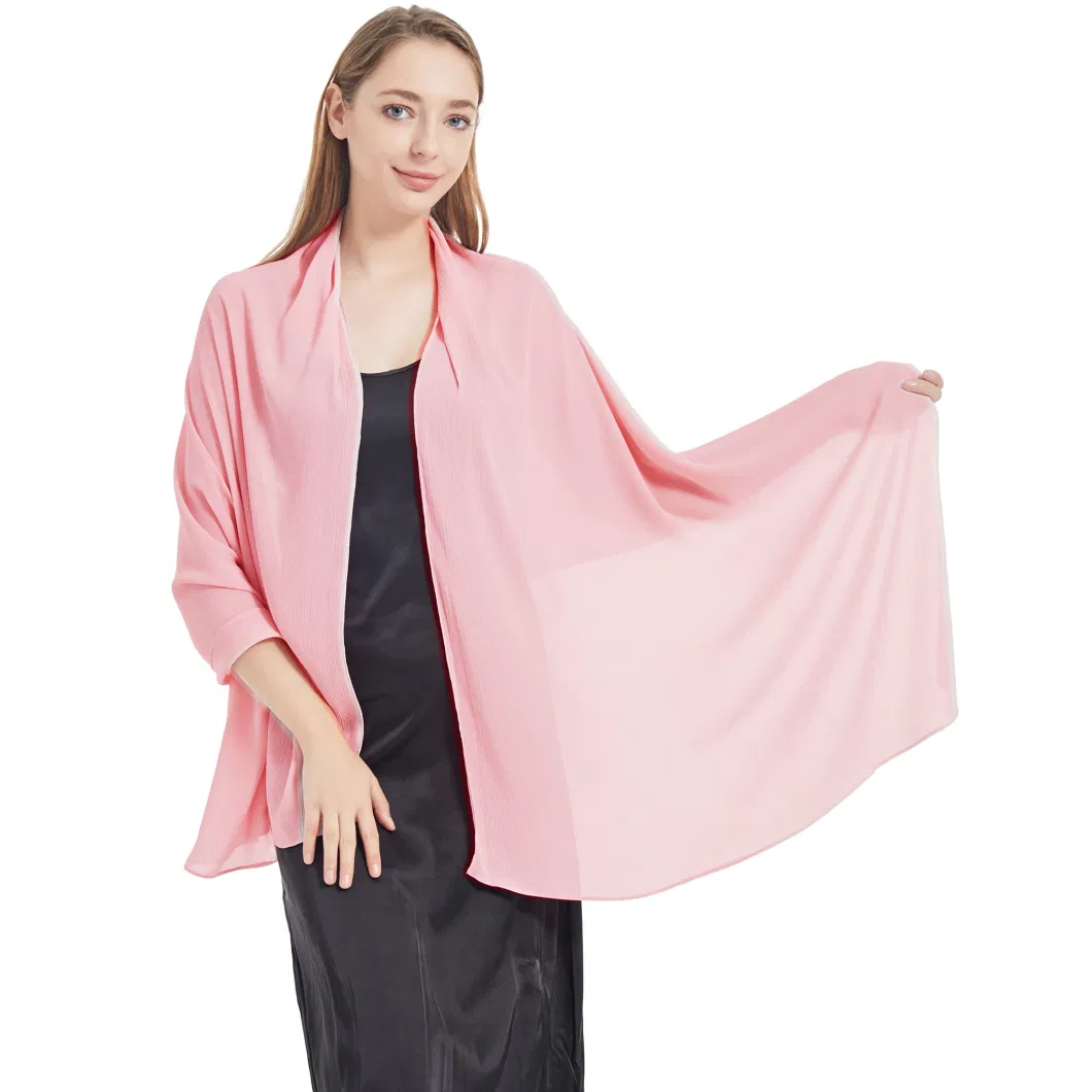Ladies Luxury Light Pink Long Chiffon Wrap Shawls for Evening Dresses