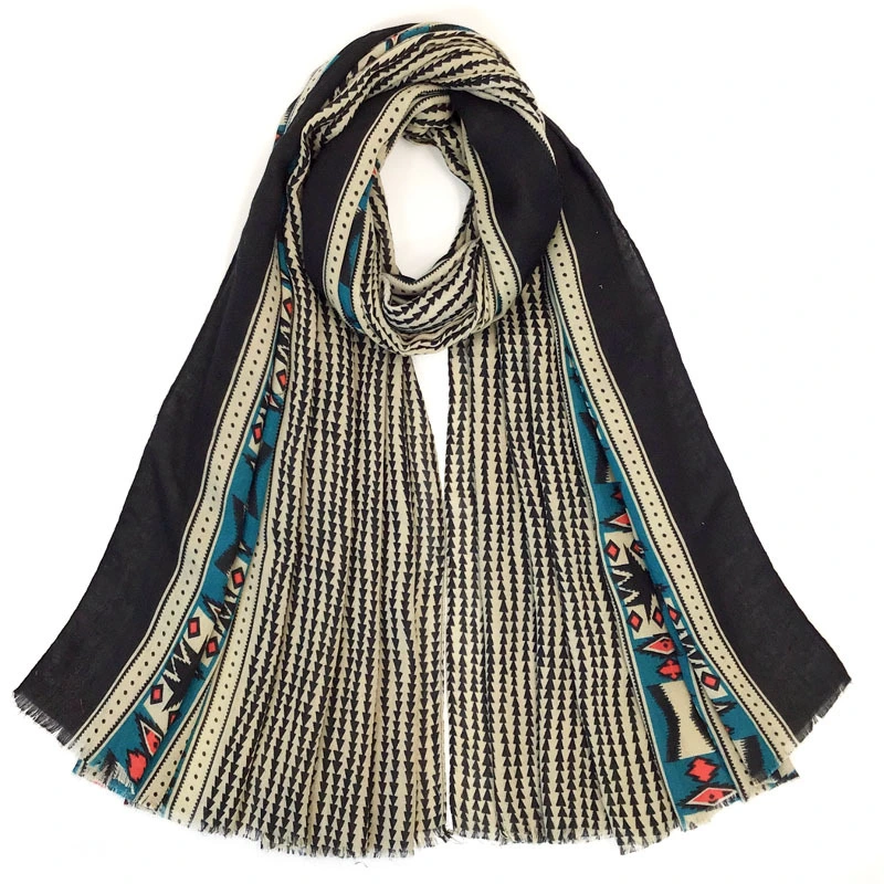 Print Cotton Scarf with Tassels Women Spring/Fall Scarf Shawl