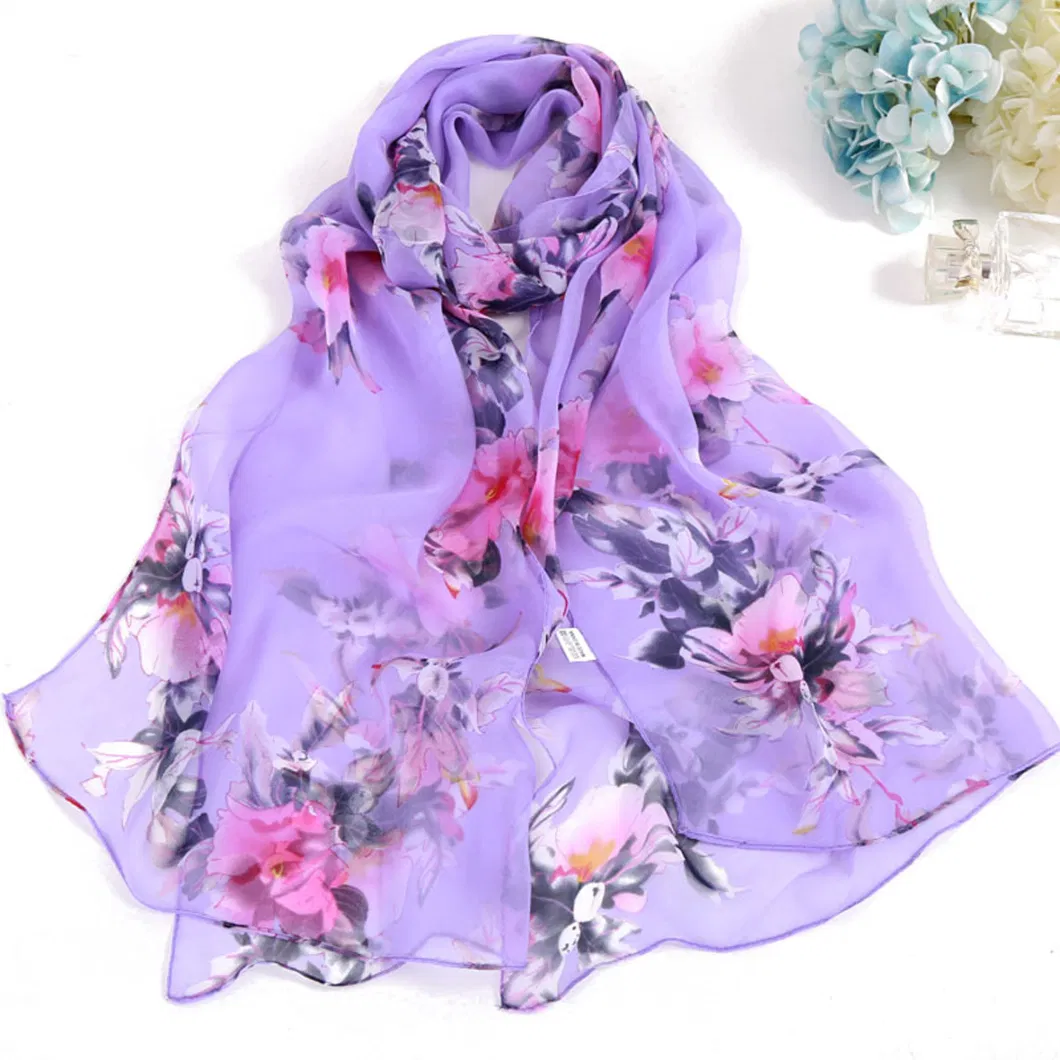 Women Lightweight Print Sunscreen Shawls Floral Pattern Scarf Shawl Fashion Scarves