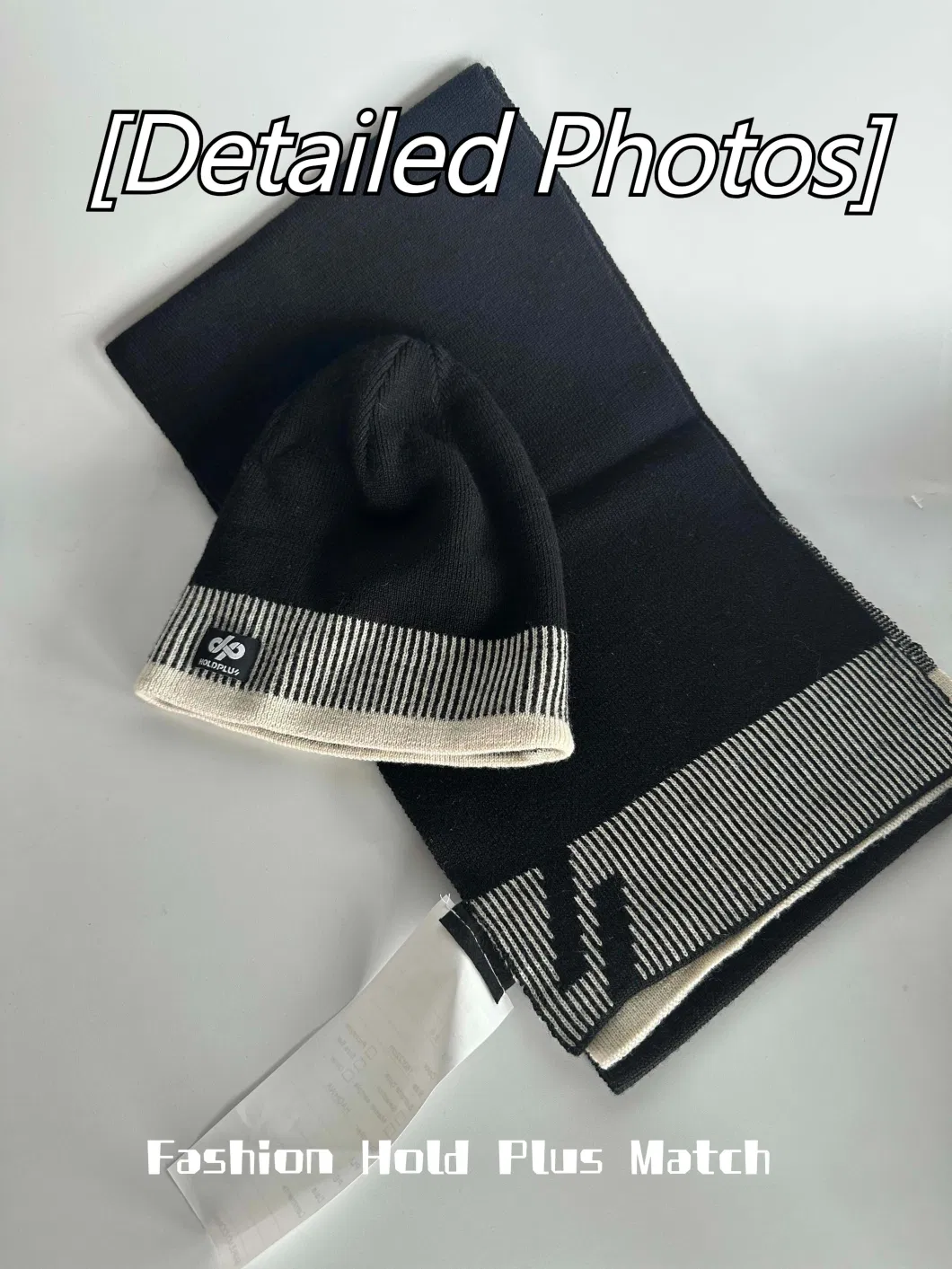 Hold Plus Wool Acrylic Cotton Scarves Black and White Simple Fashion