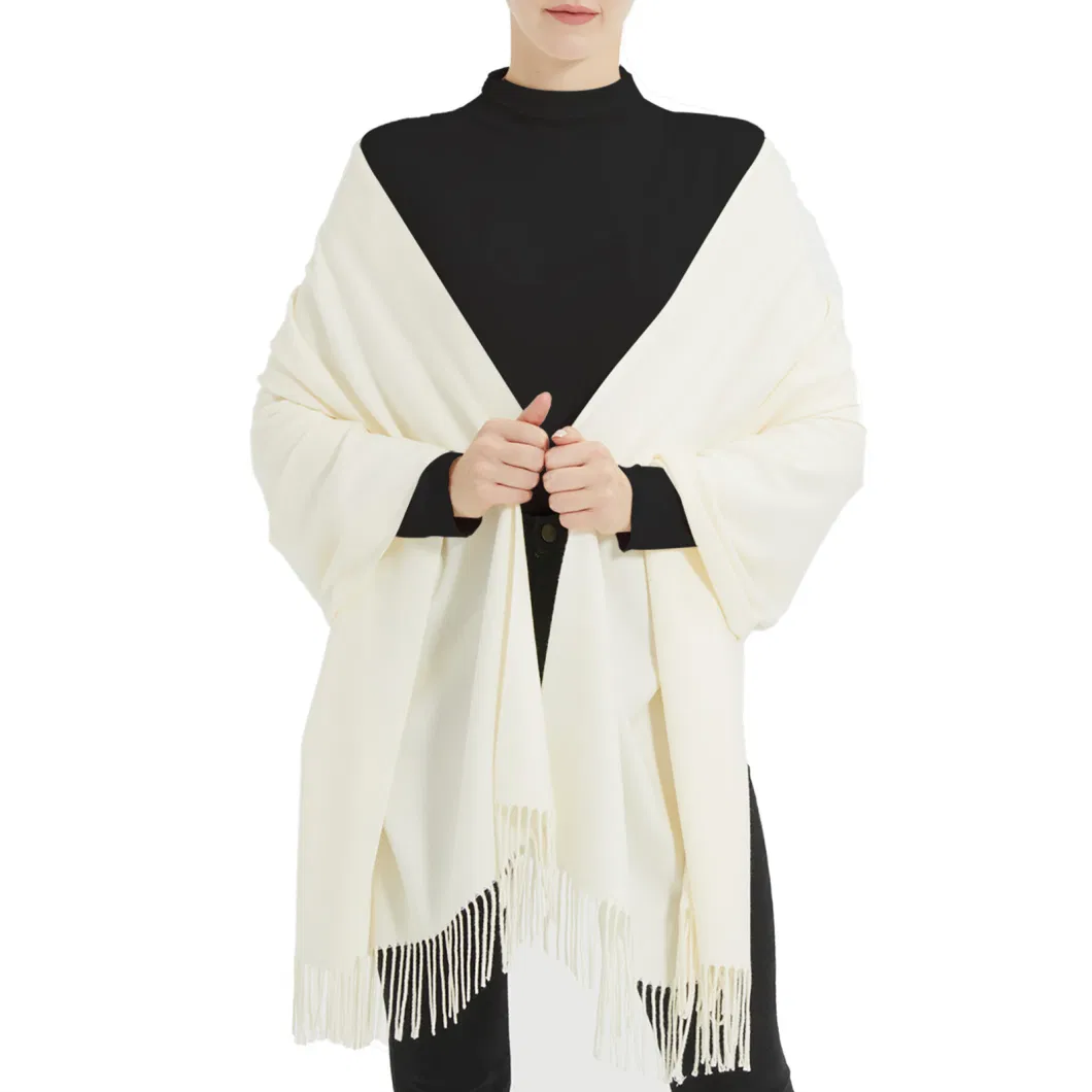 Elegant Solid Color off White Cashmere Pashmina Shawls and Wraps for Women