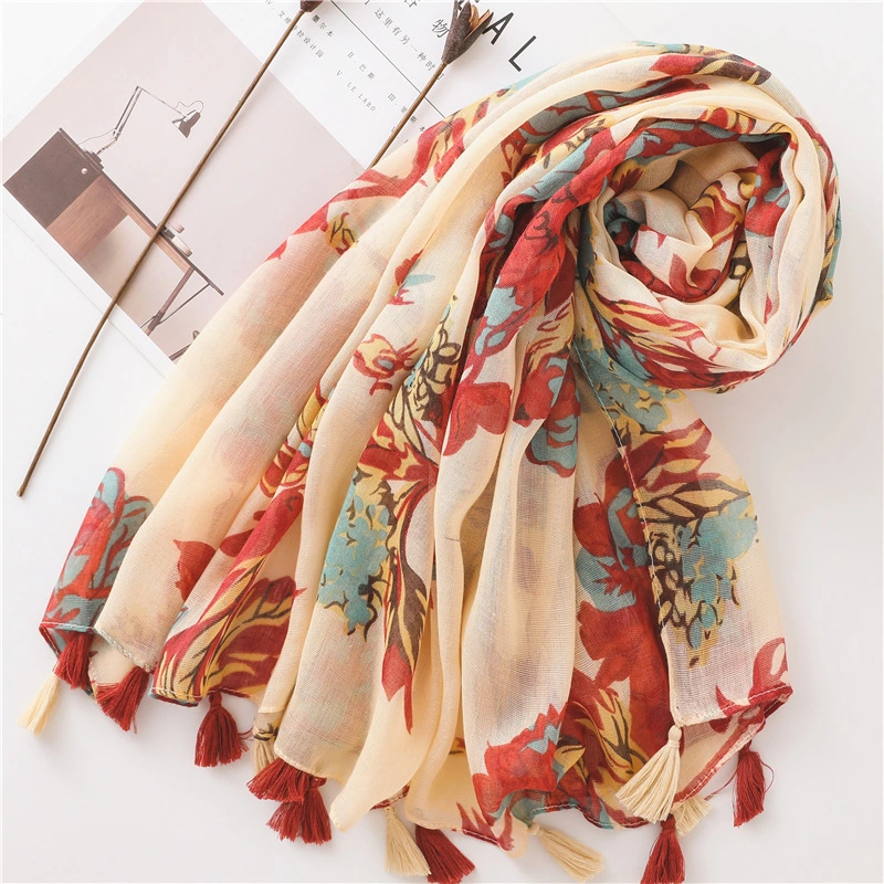 Women Lightweight Floral Flower Fall Winter Fashion Scarves