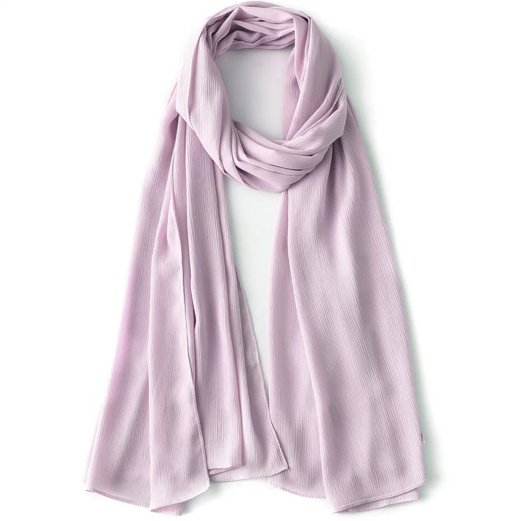 Custom Popular Spring Women Light Purple Chiffon Shawl Wrap Scarfs