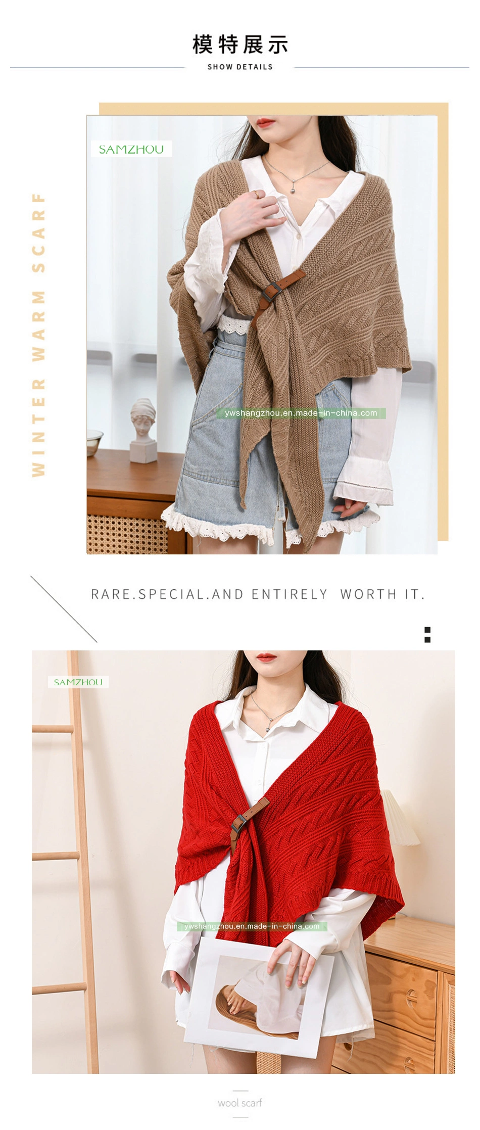 Fashion Cashmere Triangle Scarf Lady Soft Knitted Shawl Winter