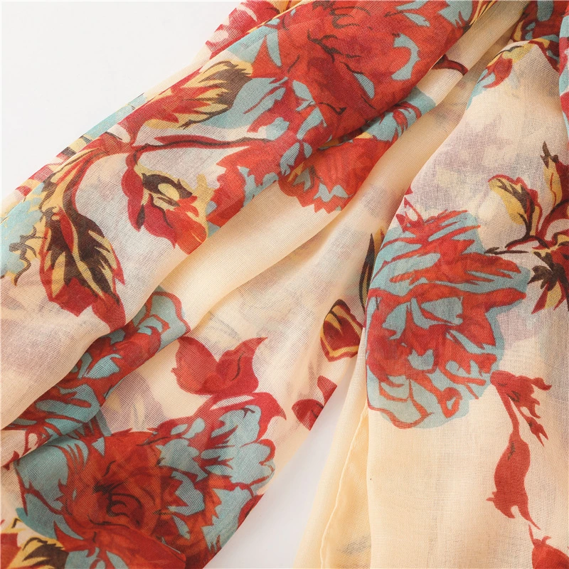 Women Lightweight Floral Flower Fall Winter Fashion Scarves