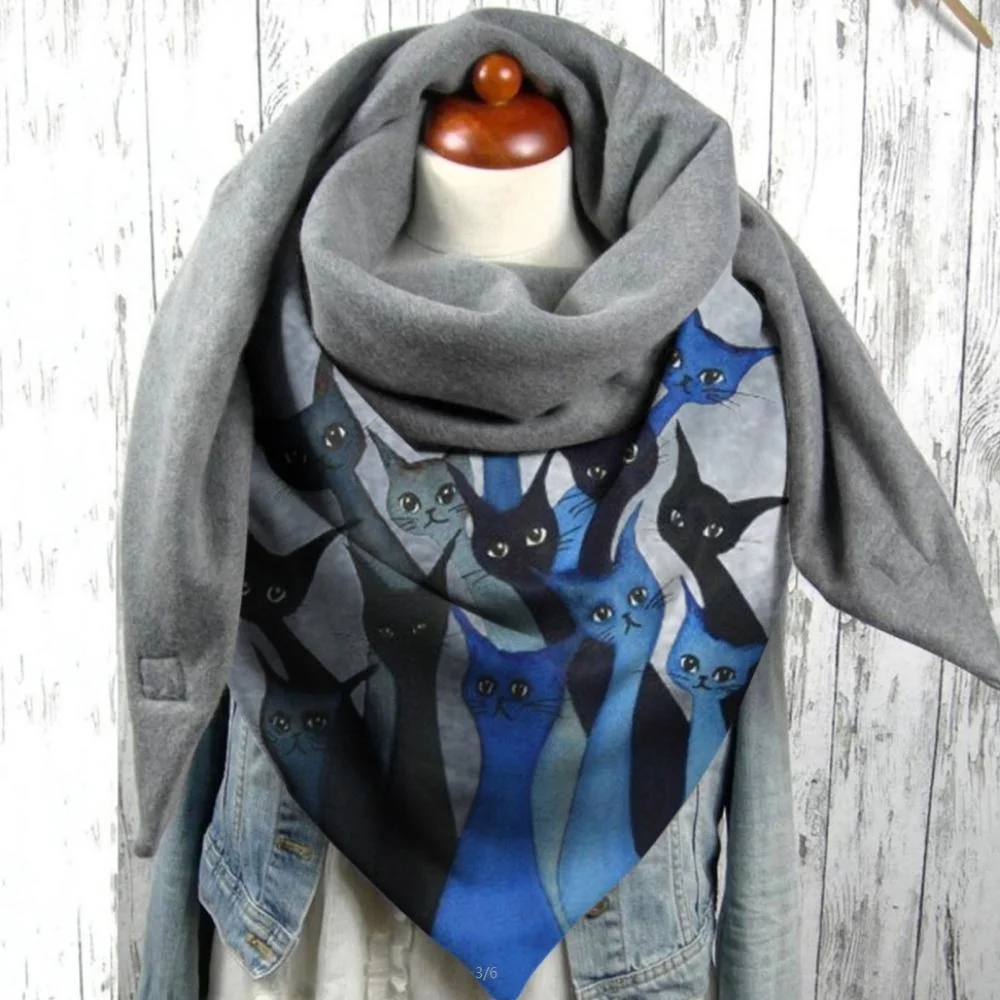 Women Winter Scarfs Fashion Printing Button Soft Wrap Casual Warm Scarves Shawls Wyz19972