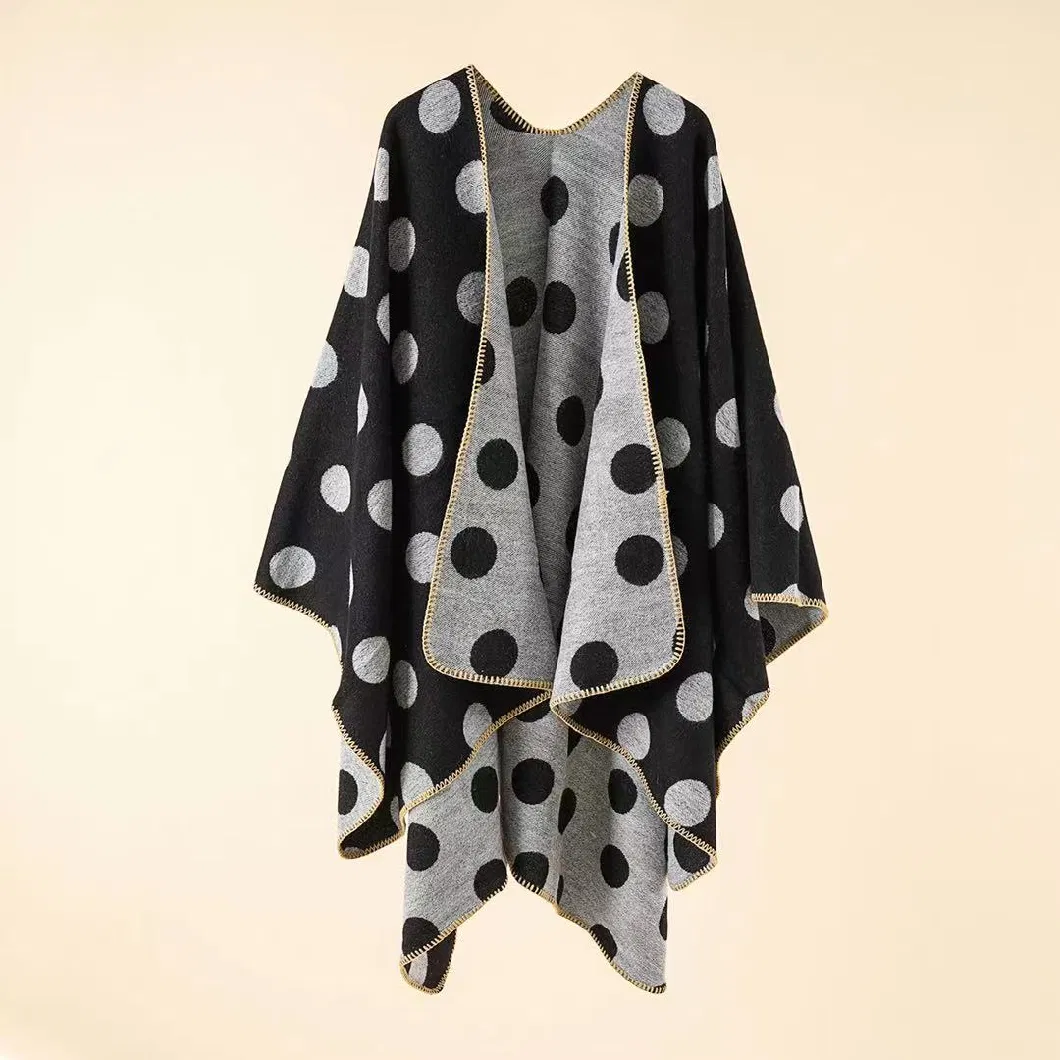 New Dots Women Woven Ponchos and Capes Winter Cashmere Shawl/Kimono