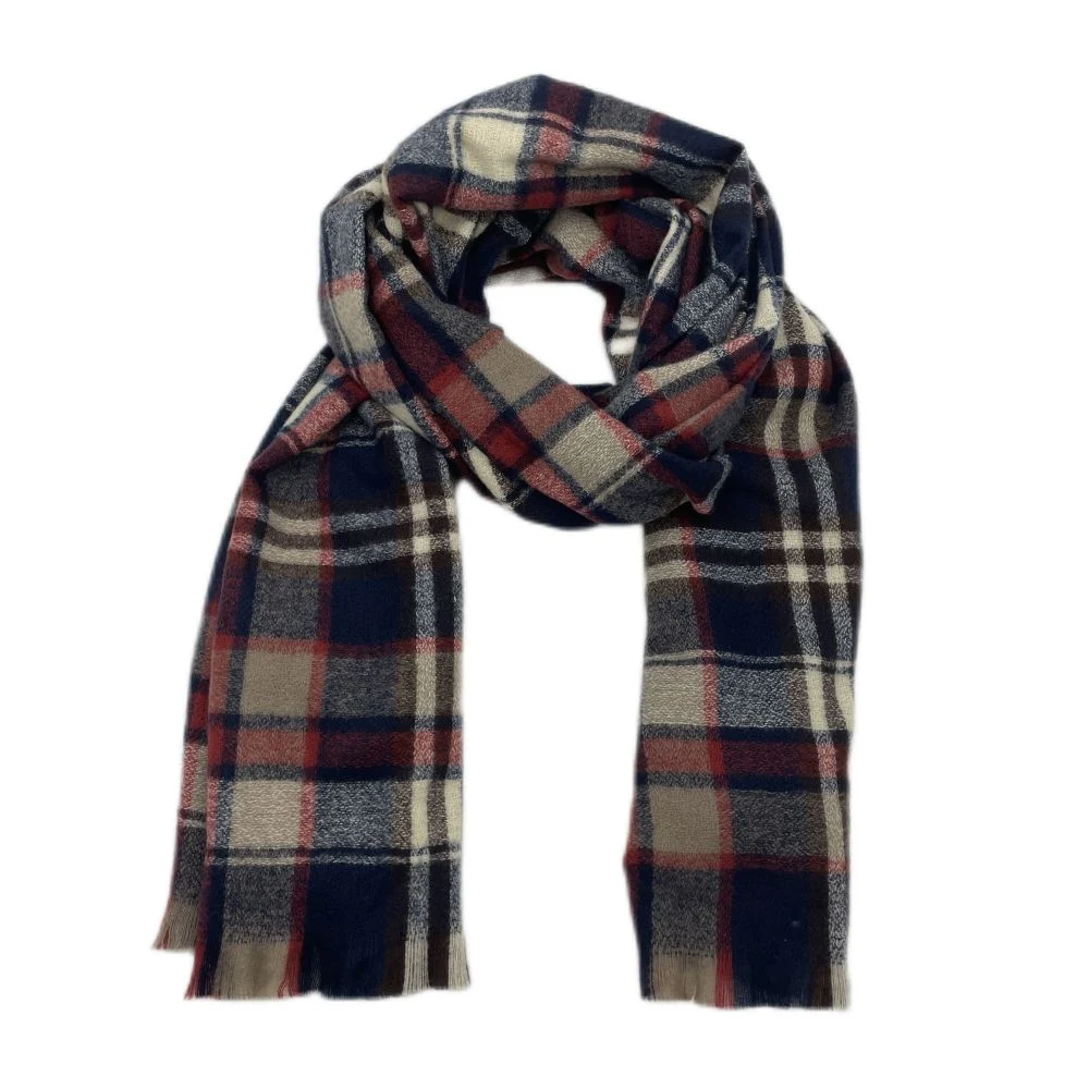 Adults Women Ladies Classical Checked Woven Scarf with Short Fringe Good Handfeeling