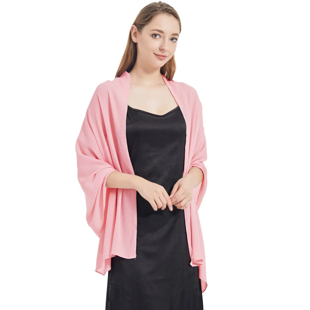 Ladies Luxury Light Pink Long Chiffon Wrap Shawls for Evening Dresses