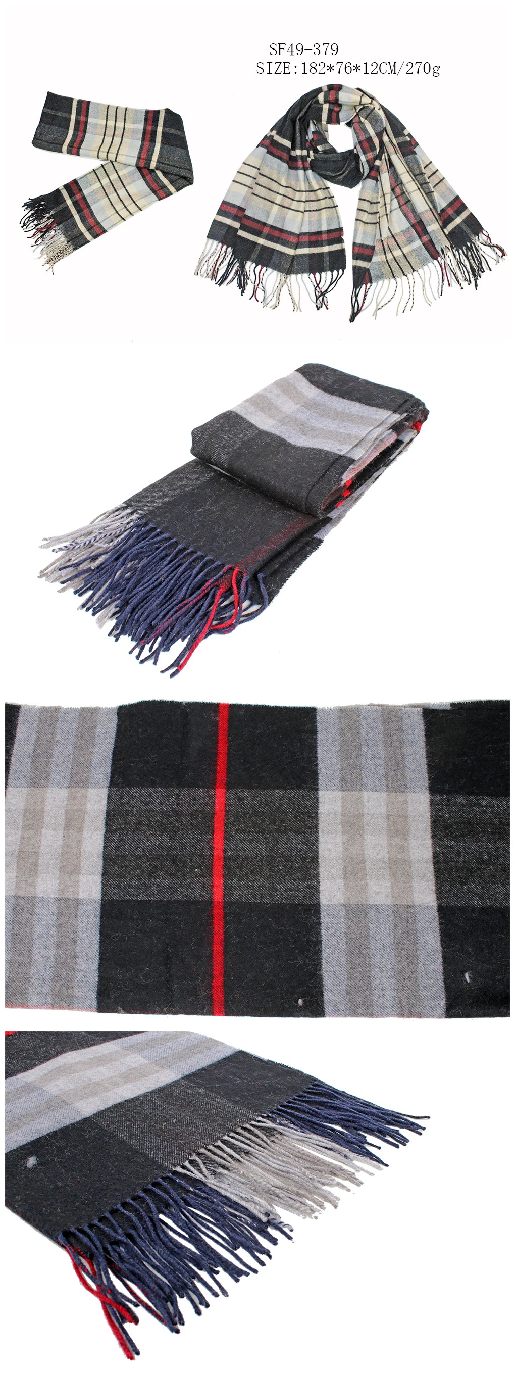 Hot New Best Style Handsome Designer Brand Man Nice Scarves Soft Hand Feel Faux Wool Men&prime;s Woven Check Warm Long Scarf for Boys