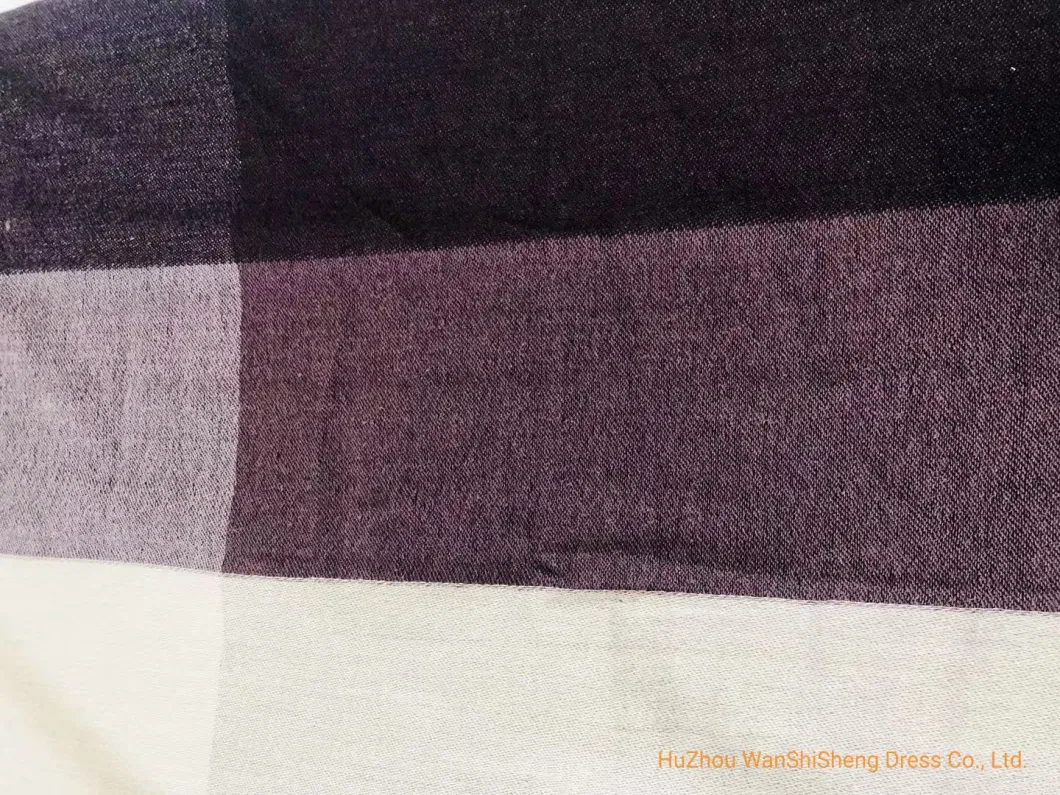 Dark Purple Soft Polyester/Viscose Check Pattern Light Brushed Warm Scarf /Poncho/Ruana/Shawl