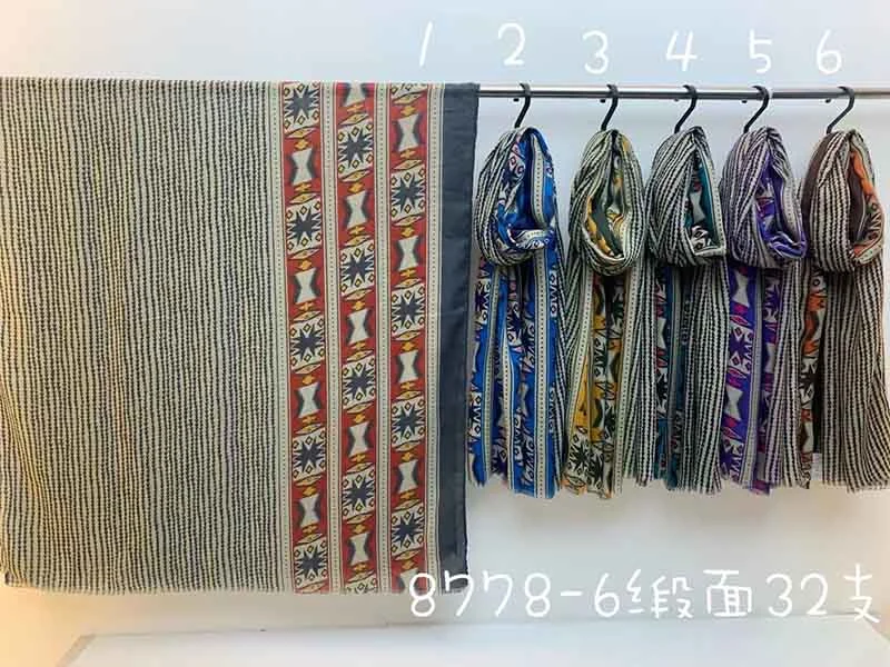 Print Cotton Scarf with Tassels Women Spring/Fall Scarf Shawl