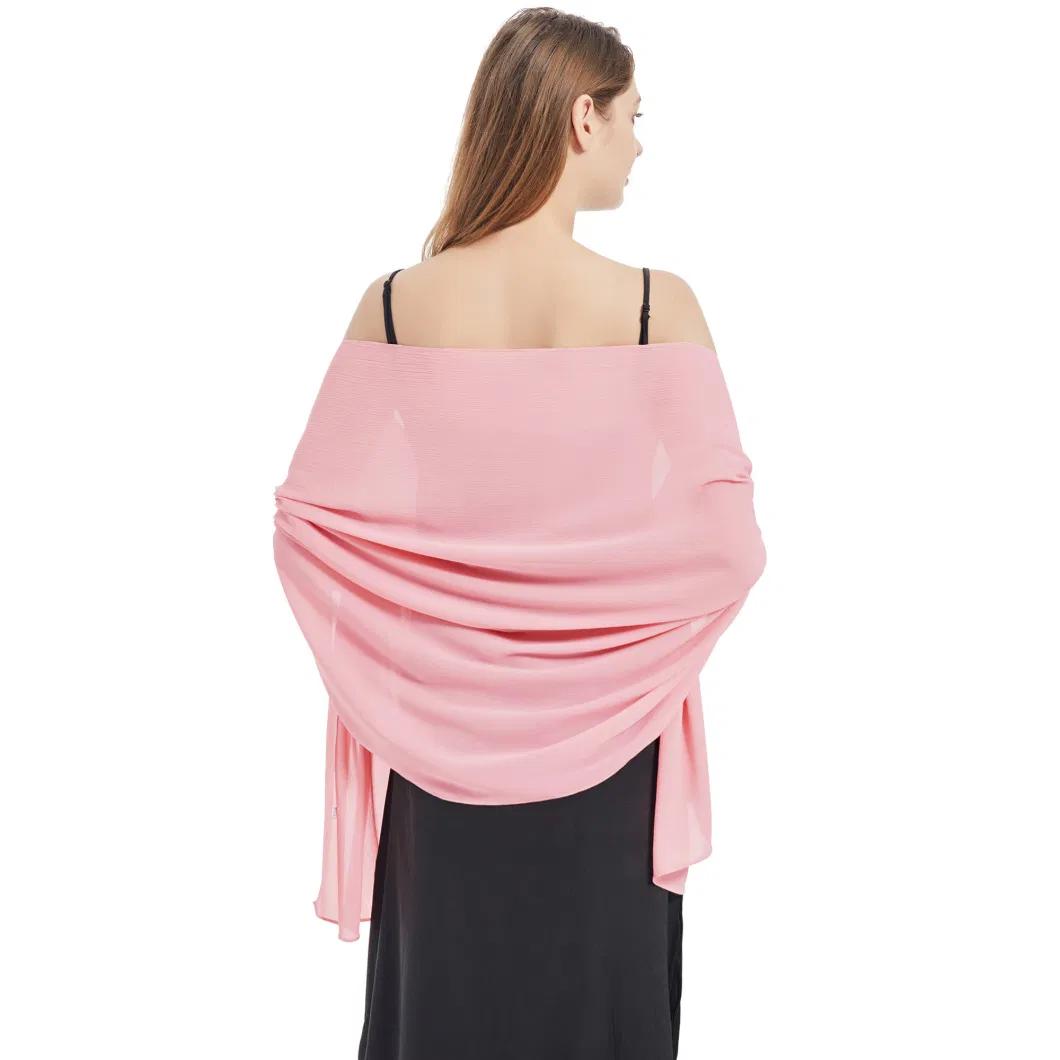 Ladies Luxury Light Pink Long Chiffon Wrap Shawls for Evening Dresses