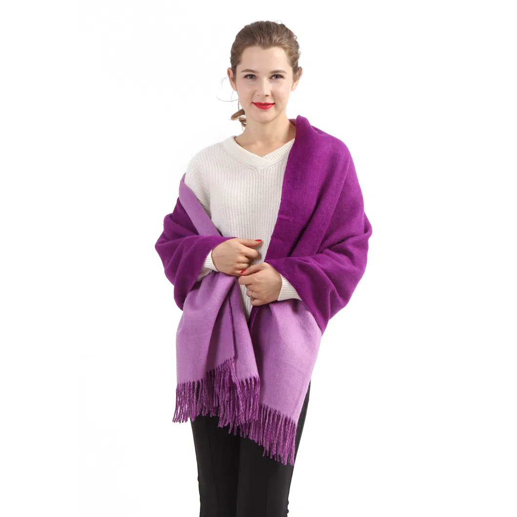 Winter Solid Color Simplicity Style Ladies Pink Wool Scarf Warm Tassel Shawl