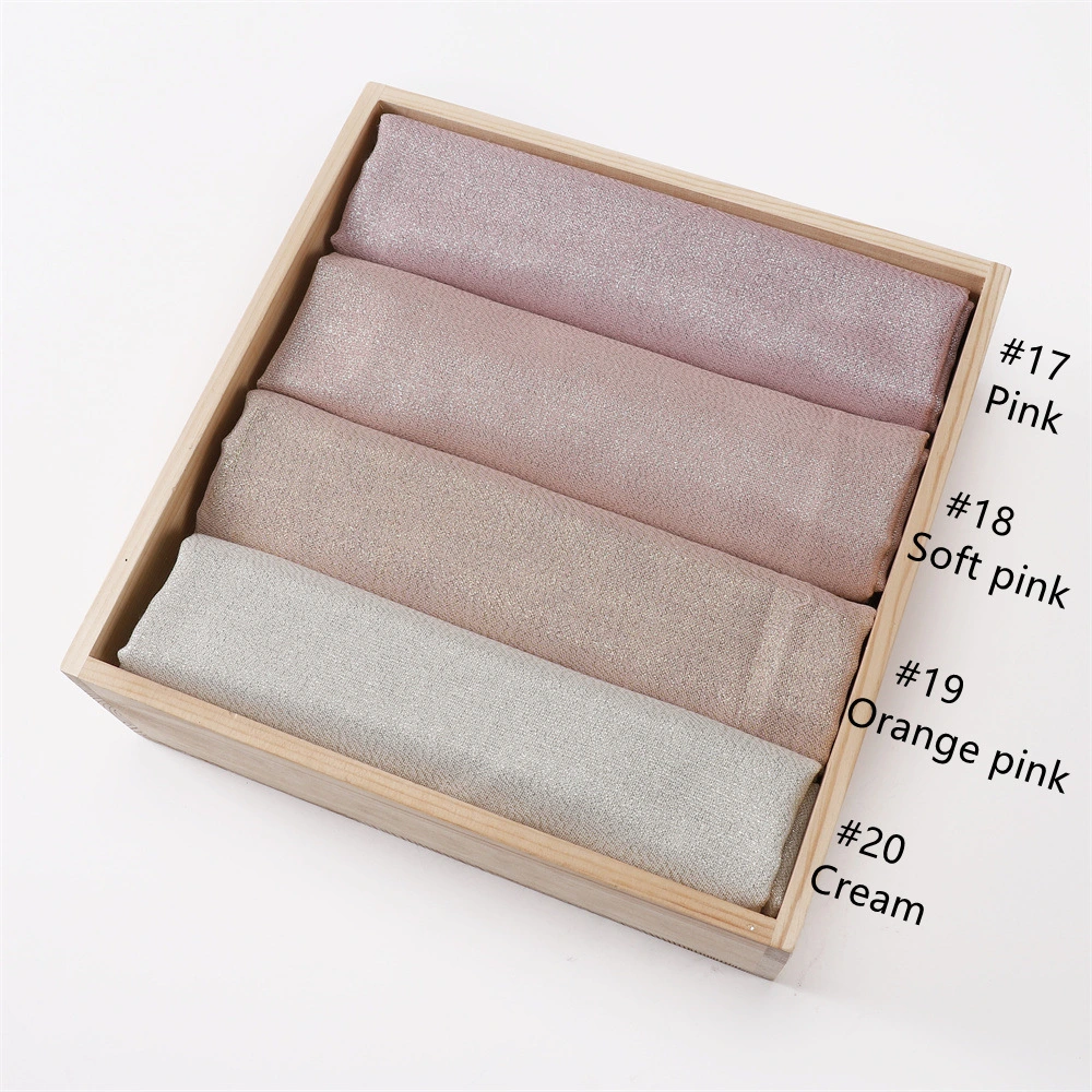 Twill Polyester Lady Scarf Hijab Spring and Summer New Solid Color Long Scarf Gold Silk Silver Scarf Women&prime;s Single Color Long Scarf