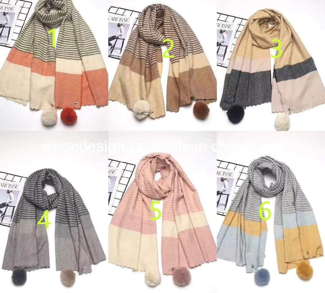 New Coming Ladies Manufacturer Bulk Buy Warm Winter Shawl Poncho with Rabbit Pompom