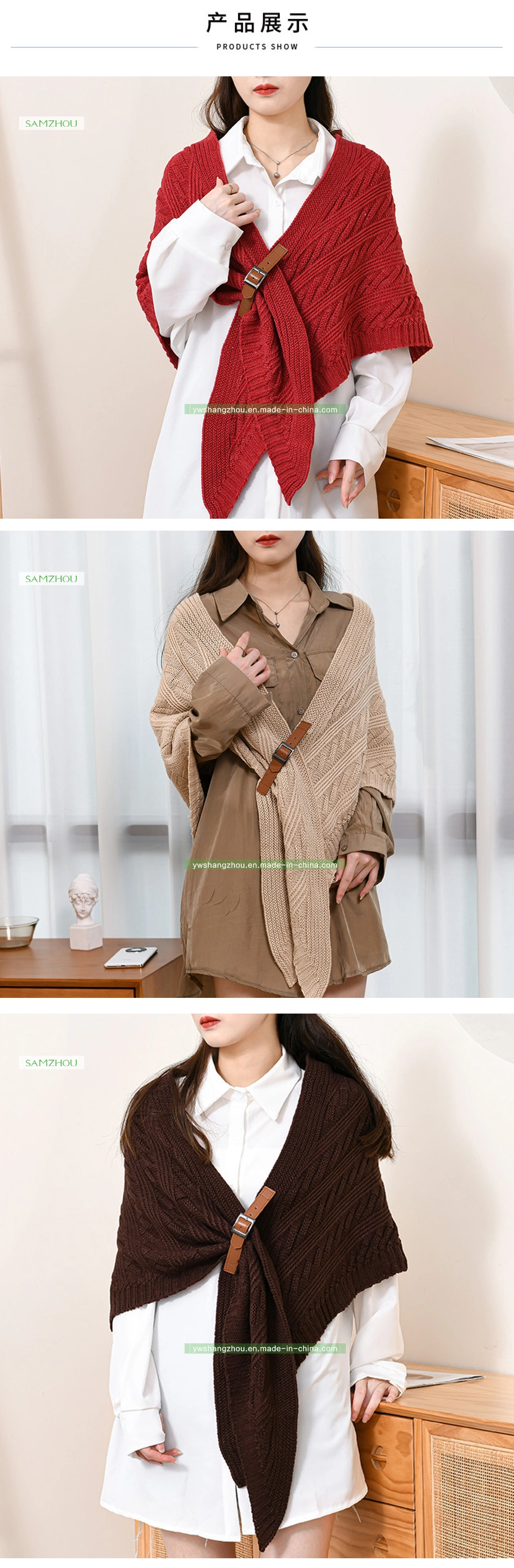 Fashion Cashmere Triangle Scarf Lady Soft Knitted Shawl Winter