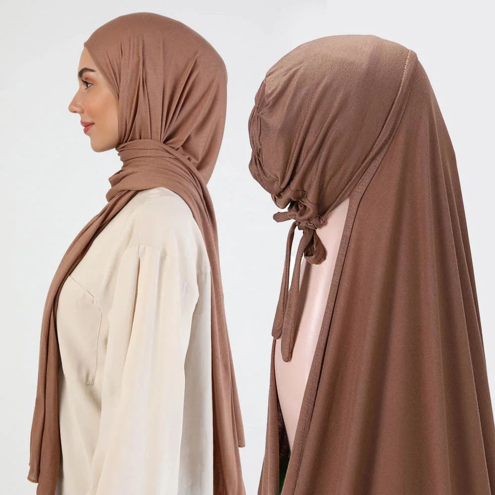 Hijab Cap Supplier Wholesale Fashion Women Muslim Soft Chiffon Plain Jersey Cotton Hijab Scarf Ethnic Scarves
