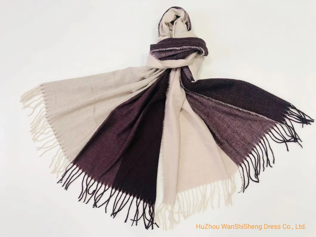 Dark Purple Soft Polyester/Viscose Check Pattern Light Brushed Warm Scarf /Poncho/Ruana/Shawl