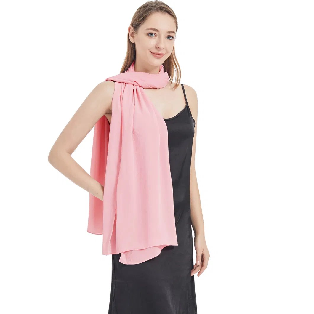 Ladies Luxury Light Pink Long Chiffon Wrap Shawls for Evening Dresses