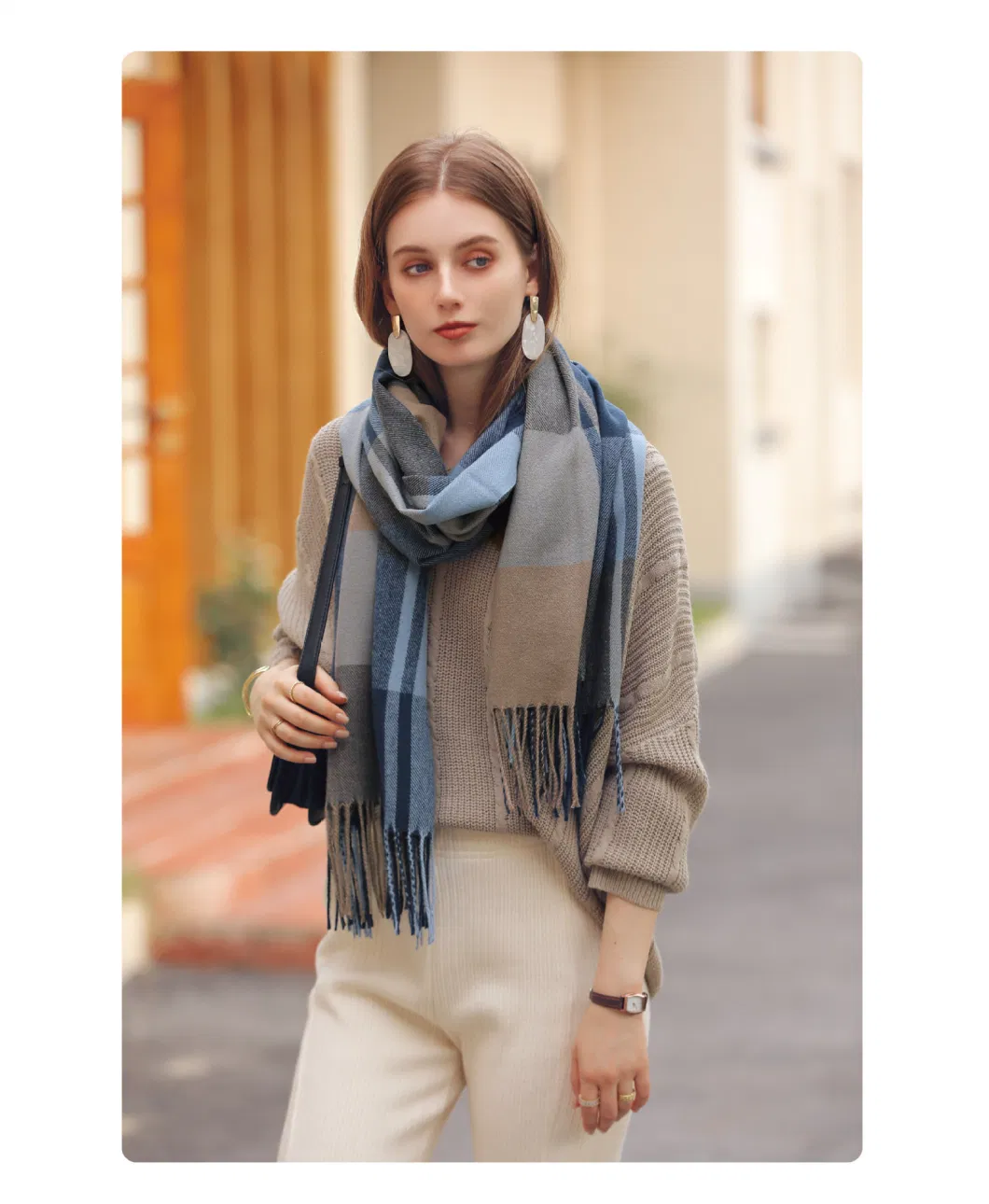 Women Plaid Blanket New Wholesale Factory Female Ladies Thick Thickened Winter Warm Fashion Imitation Cashmere Shawl Scarf