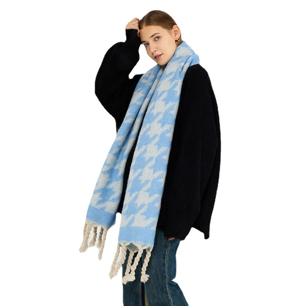 New Hand-Knotted Faux Cashmere Jacquard Scarf Women&prime;s Fall and Winter Neck Shawl