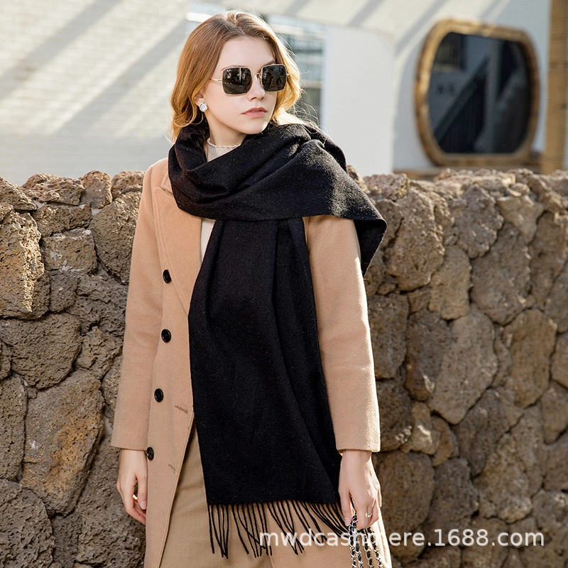 New Fashion Camel Wool Scarf with Fringe 100% Pure Women&prime;s Wool Scarf
