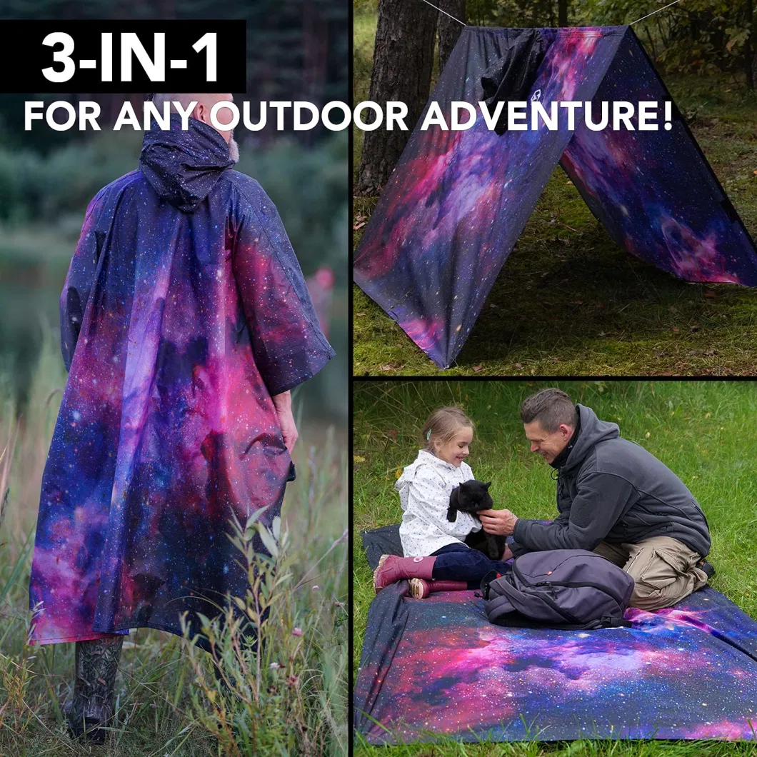 2022 Best Selling Color Waterproof Adult Starry Color Poncho