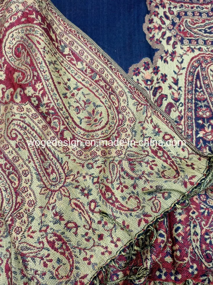 High Quality Muslim Ladies Dress Clothing Jacquard 100%Viscose Paisley Flower Tippet Pashmina Wrap