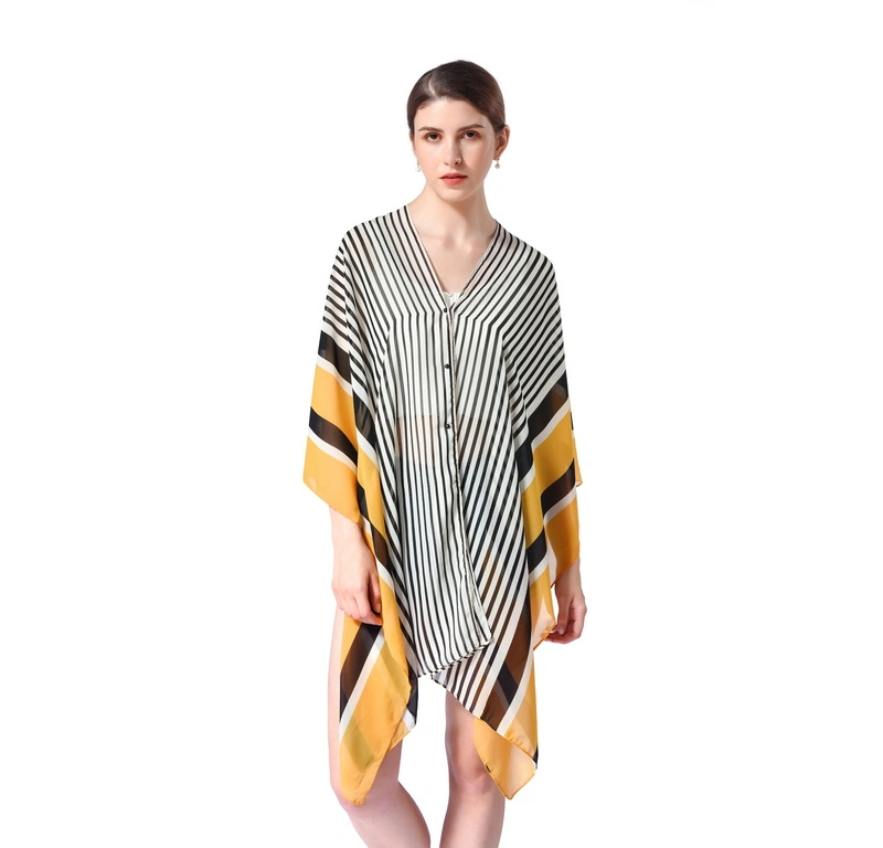 Wholesale Summer Striped Pattern Poncho Shawl for Women