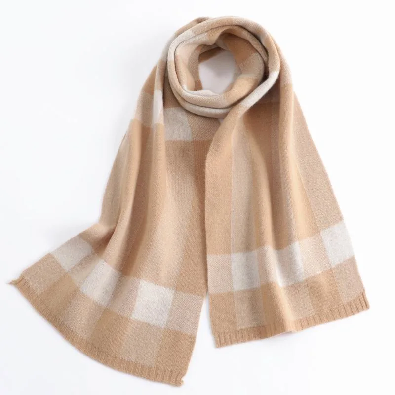 Wholesale Tartan Trendy Super Soft Natural Merino Wool Scarf for Men or Women