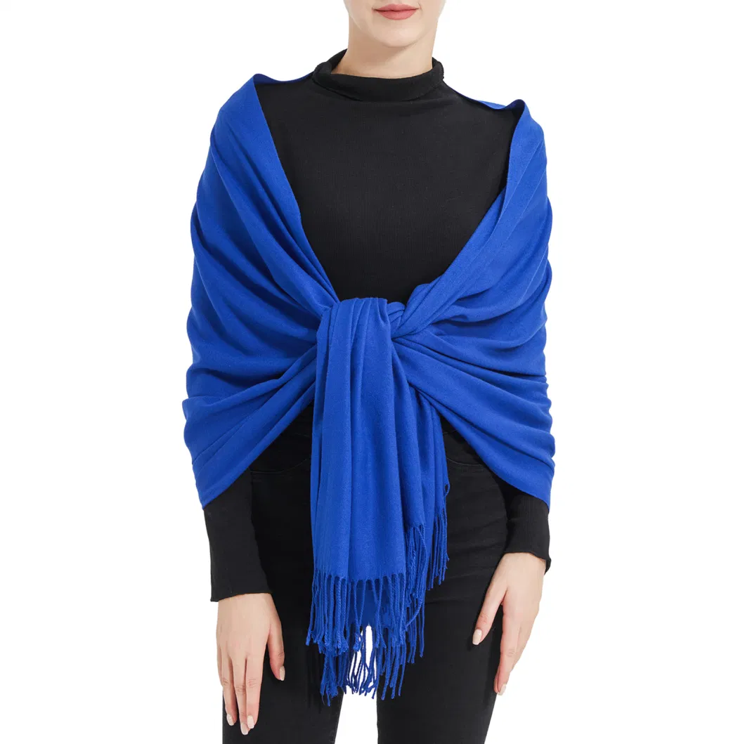 Classic Ladies Party Royal Blue Wool Pashmina Shawl Scarves Wraps