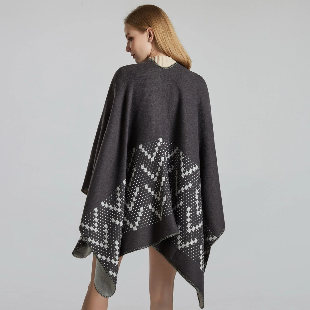 Winter Warm Oversized Printing Blanket Cape Wraps Shawl Cardigans