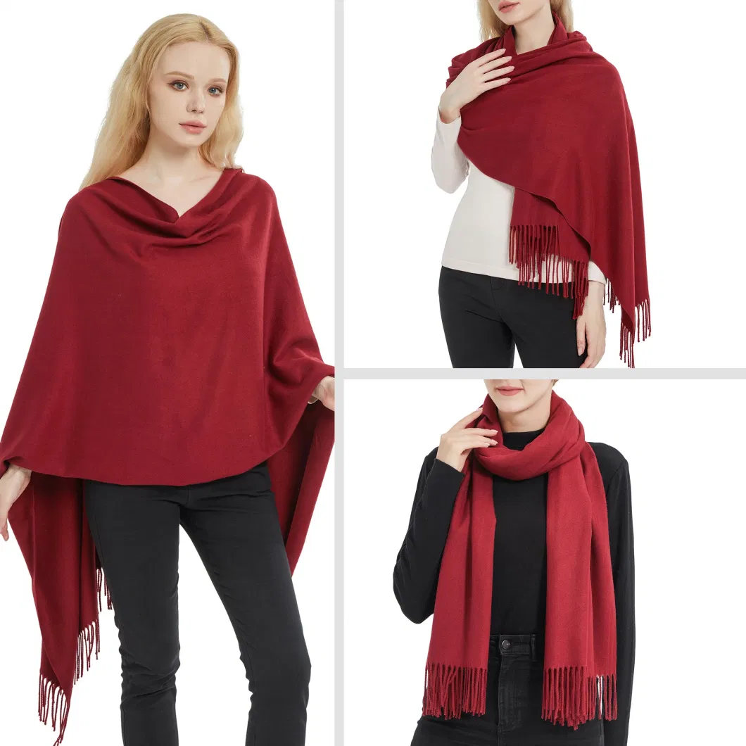 Warm and Elegant Women Burgundy Wine Pashmina Shawls and Wraps