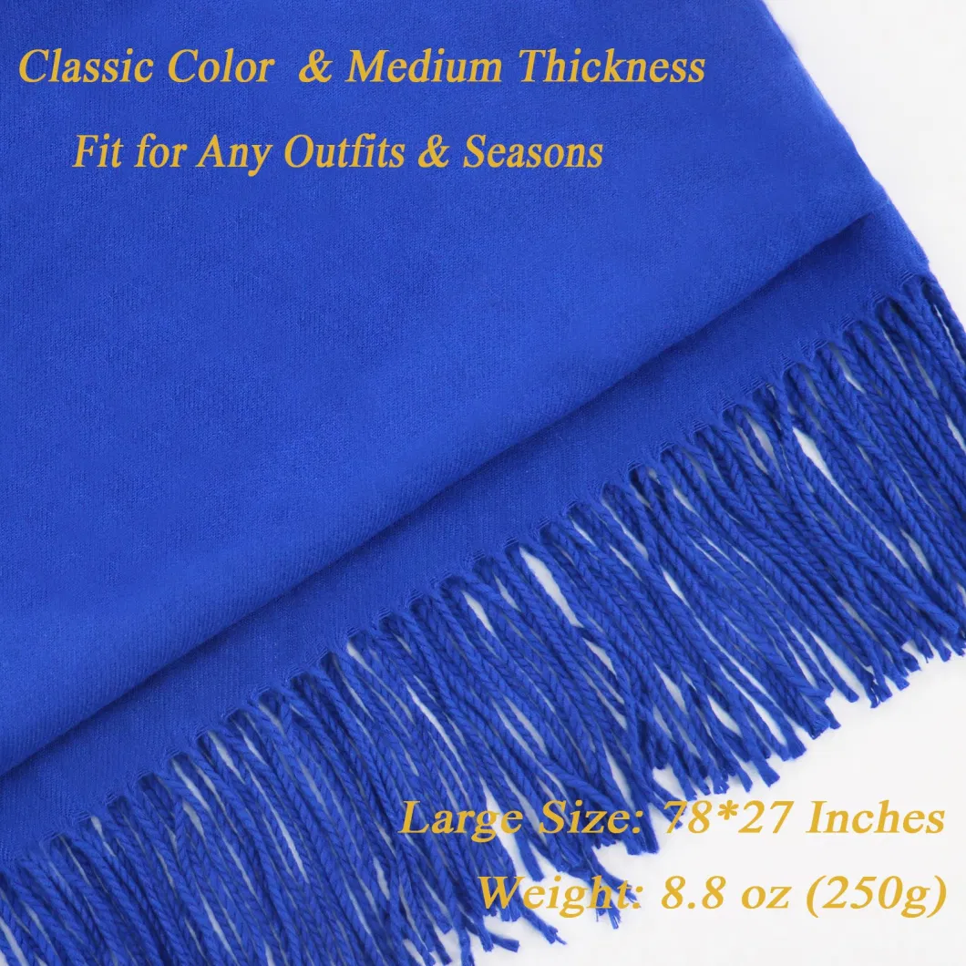 Classic Ladies Party Royal Blue Wool Pashmina Shawl Scarves Wraps