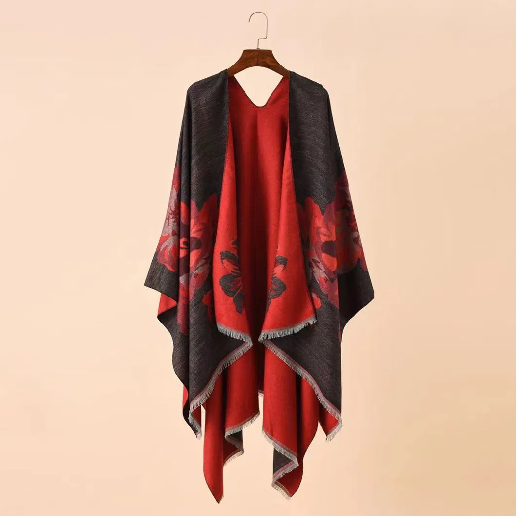 New Flower Women Woven Ponchos and Capes Winter Cashmere Shawl/Kimono