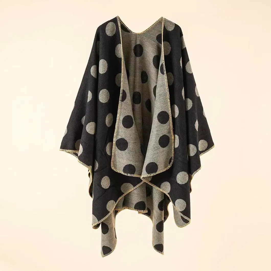 New Dots Women Woven Ponchos and Capes Winter Cashmere Shawl/Kimono