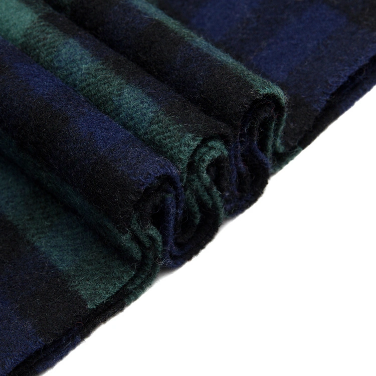 Oversized Green Plaid Winter Warm Genuine Wool Scarf Thicken Women Shawl Scarf