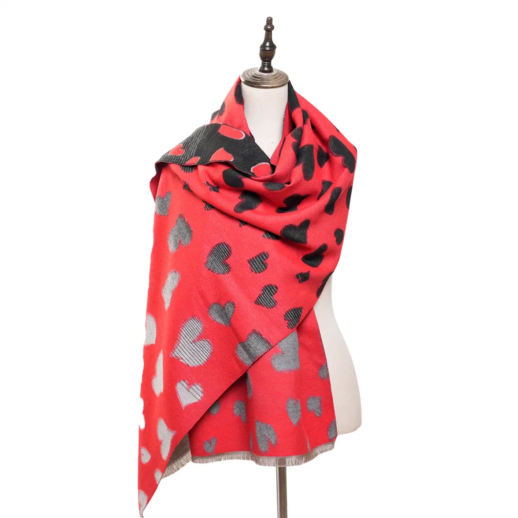 Faux Cashmere Fashion Double-Sided Dotted Lady Shawl Scarf,