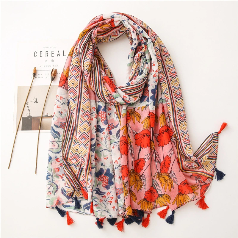 Hot Sell 2022 Spring Light Scarves Ladies Fashion Floral Printing Scarf with OEM Designed