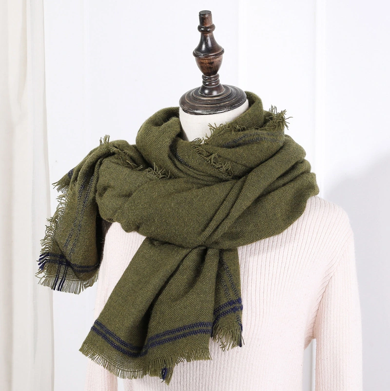 New Fall and Winter Warm Colorful Scarf Mohair Imitation Cashmere Tassel Plaid Female