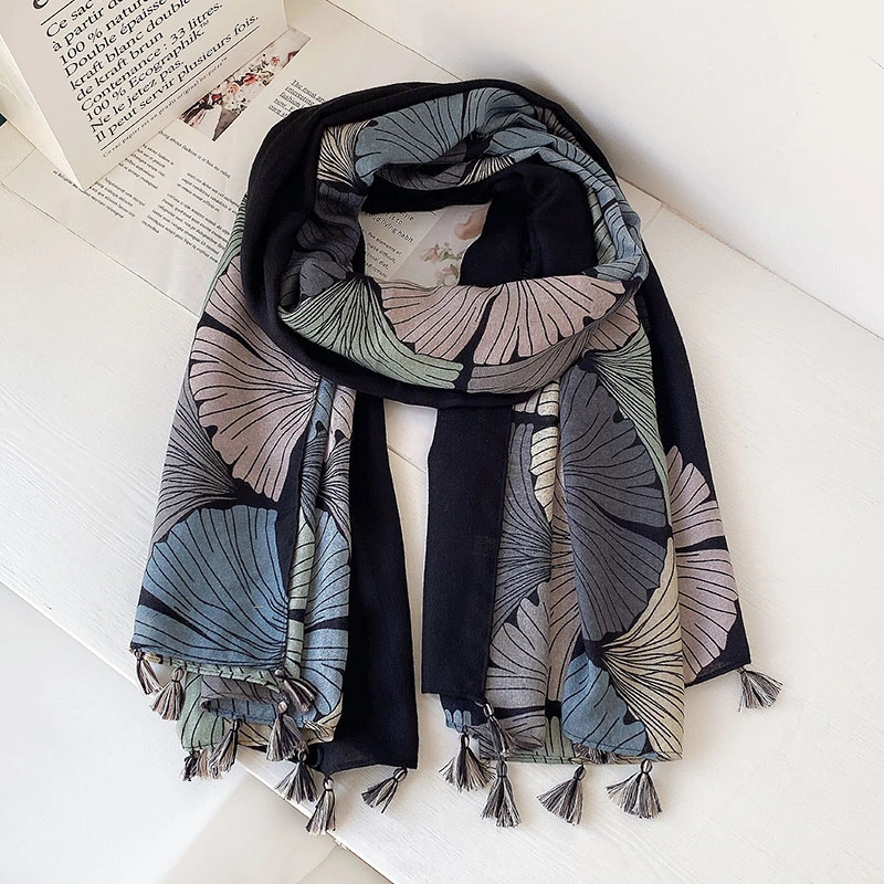 New Sun Protection Shawl Scarf Women&prime;s All-Match Fashion Thin Dual-Use Oil Painting Soft Cotton Linen Spring and Autumn Silk Scarf