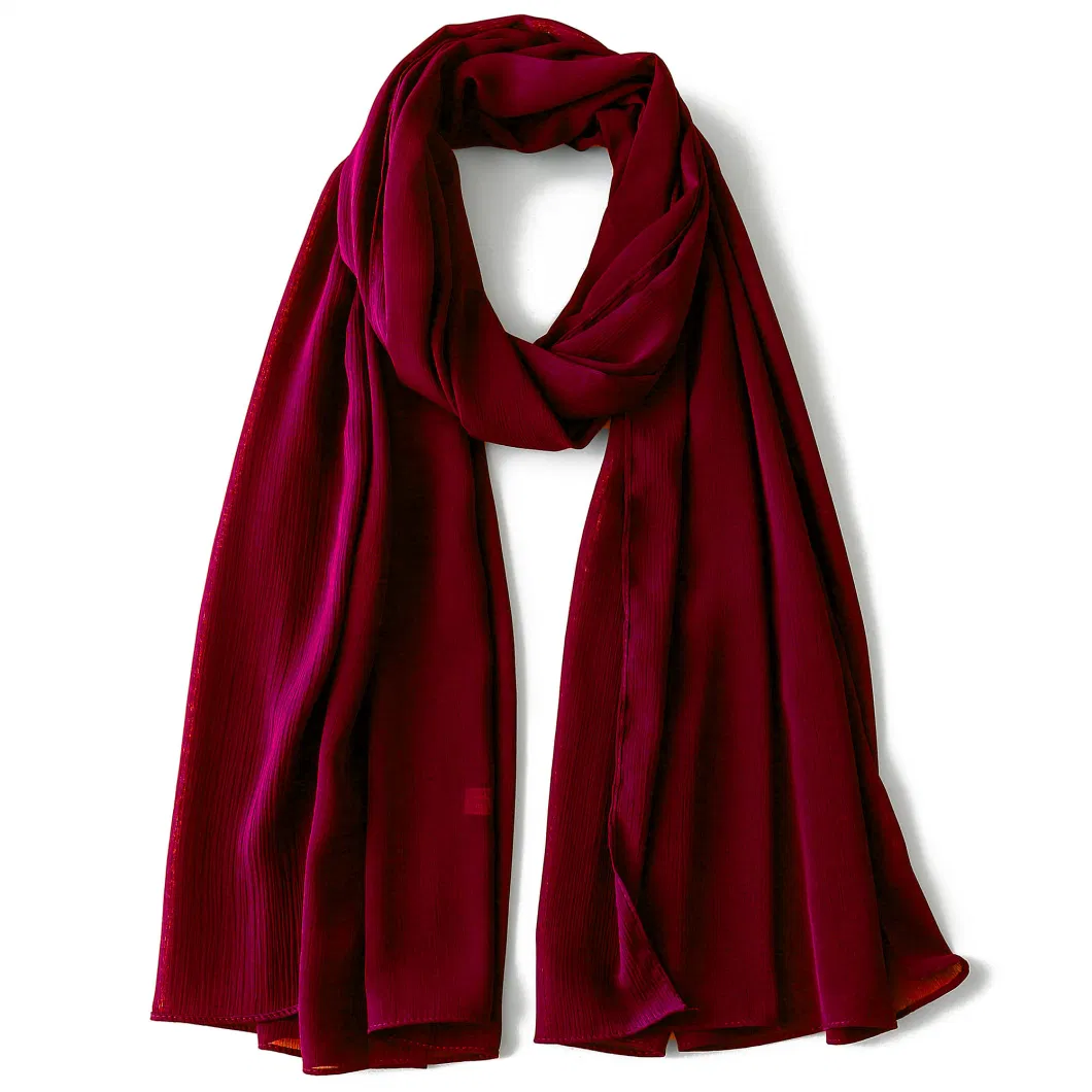 Popular Pure Burgundy Long Elegant Chiffon Shawls for Wedding Bridal