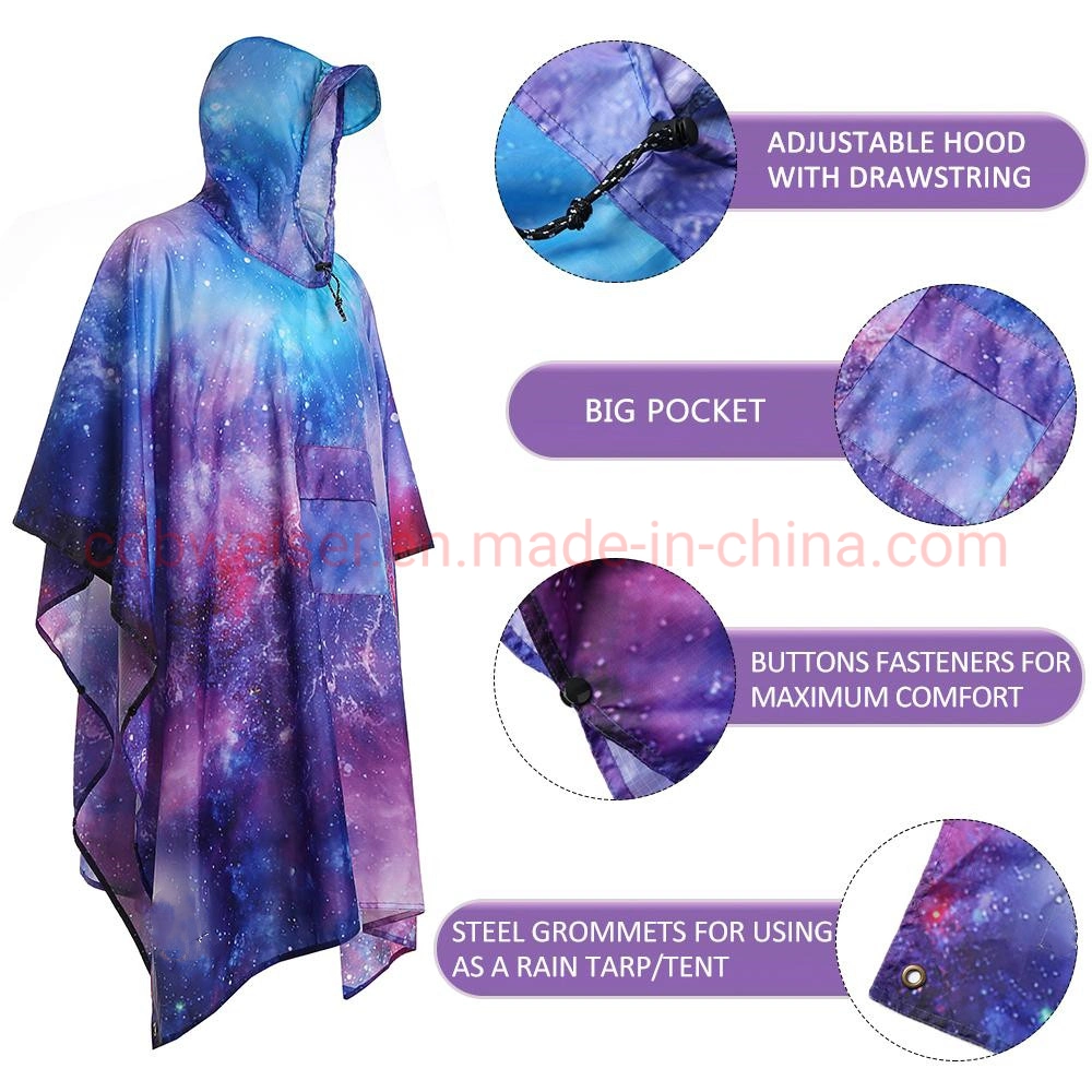 2022 Best Selling Color Waterproof Adult Starry Color Poncho