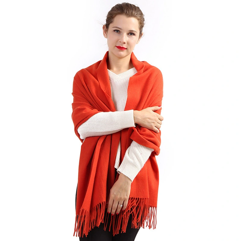New Fashion Solid Color Shawl with Tassel 100% Wool Women Scarf