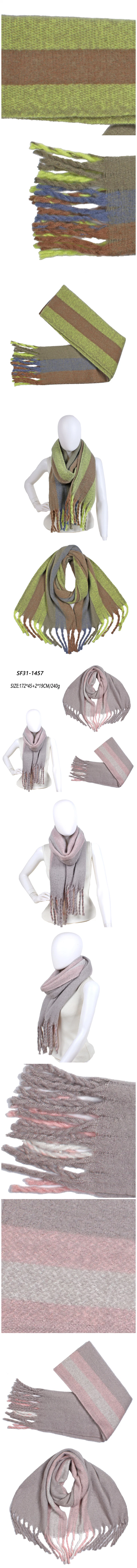 Custom Made Woman Accessories Acrylic Cashmere Tartan Brushed Woven Shawl Scarf with Long Tassle