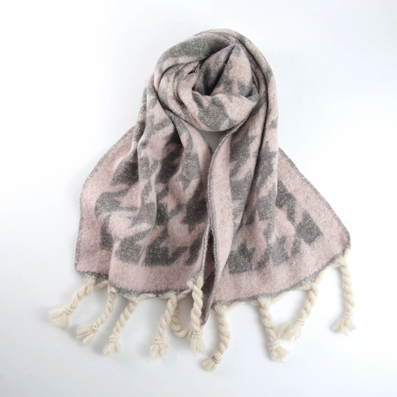 New Hand-Knotted Faux Cashmere Jacquard Scarf Women&prime;s Fall and Winter Neck Shawl