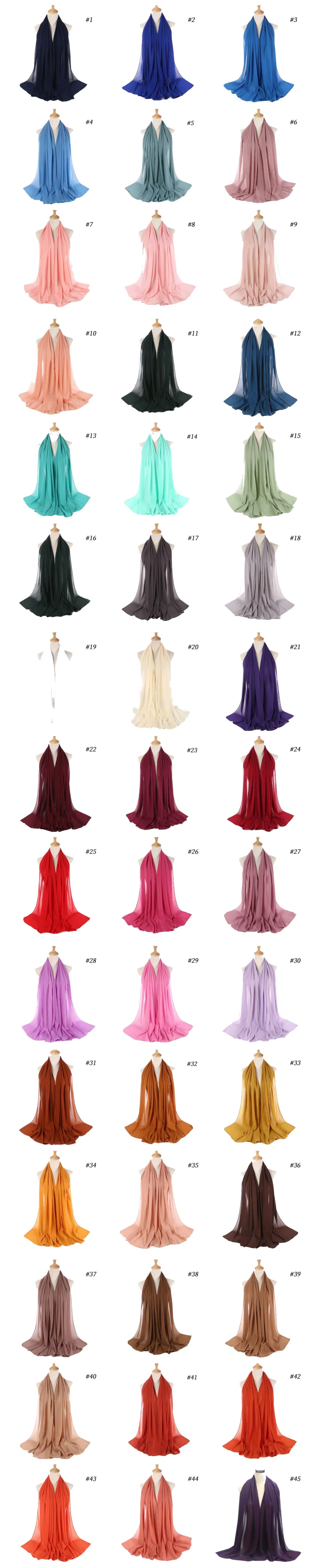 Wholesale Islamic Shawl Soft Plain Georgette Muslim Hijabs Headscarf Bubble Chiffon Hijab Scarf