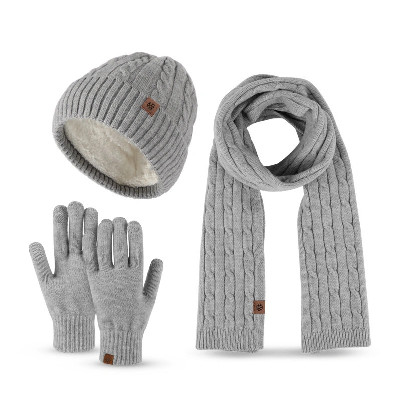 Wool Warm Custom High Quality Knitted Beanie Hat Scarf Glove Set